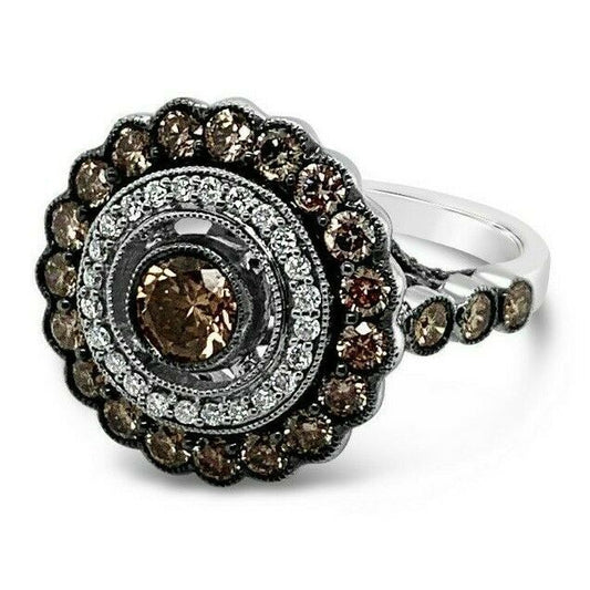 LeVian Diamond Ring 1 7/8 cts Cocktail Brown Statement in 14K White Gold Size 7 - BirthStone.com