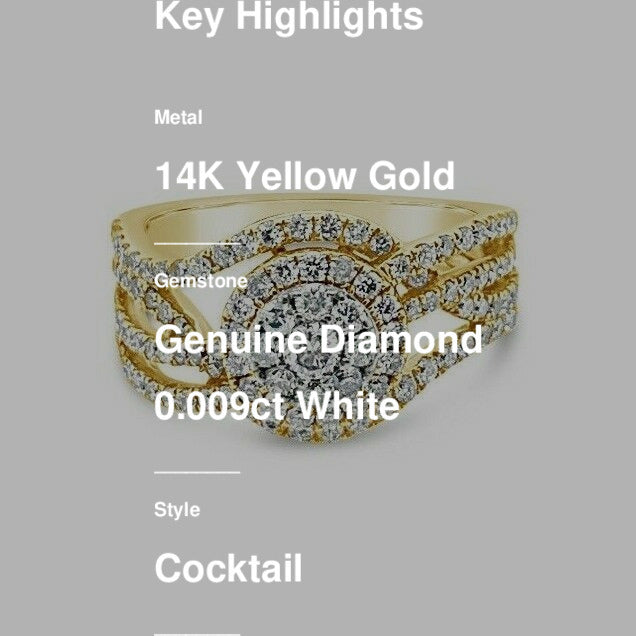 7/8 cts White Diamond Ring in 14K Yellow Gold by Le Vian