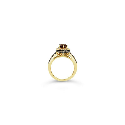 LeVian 14K Yellow Gold Chocolate Brown Round Diamond Classic Halo Cocktail Ring