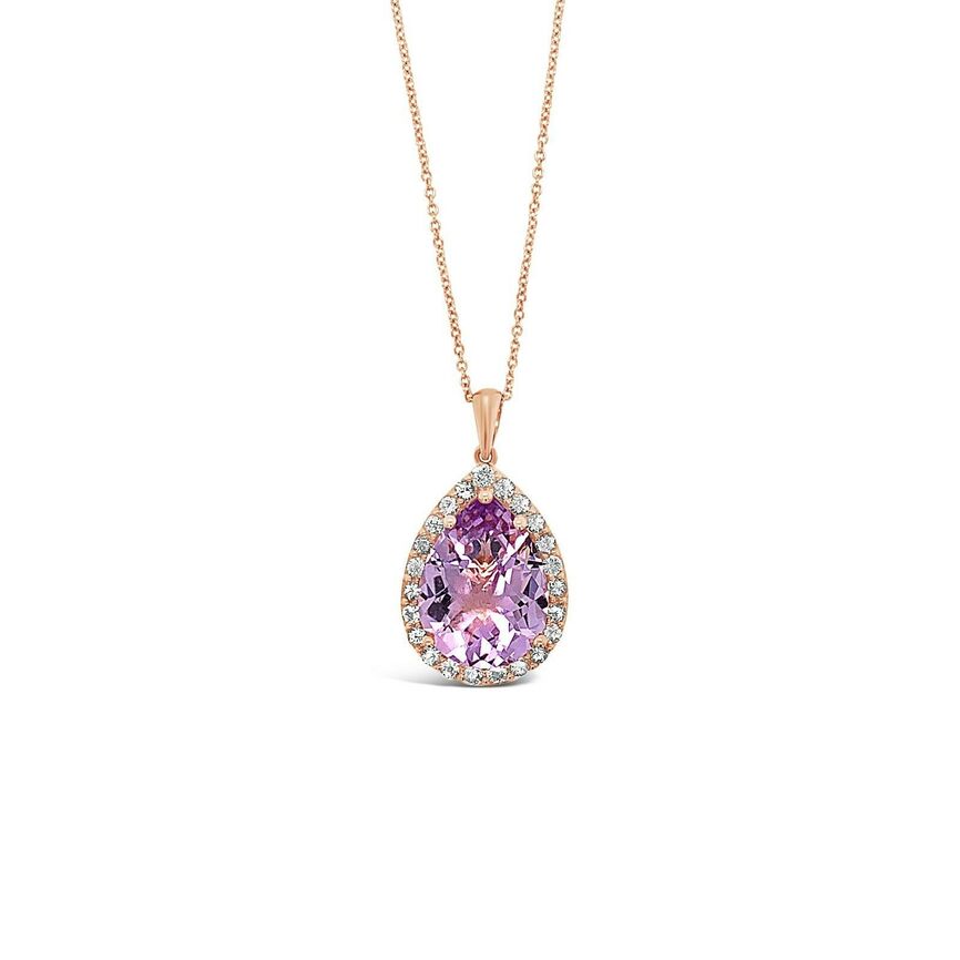 Roberto Ricci® Pendant - Pink Amethyst, White Sapphire - 14K Strawberry Gold®