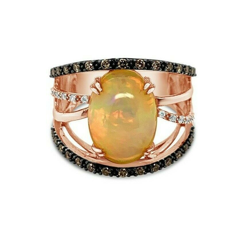 LeVian Ring featuring Opal Chocolate Diamonds , White Diamonds set in 14K Rose Gold