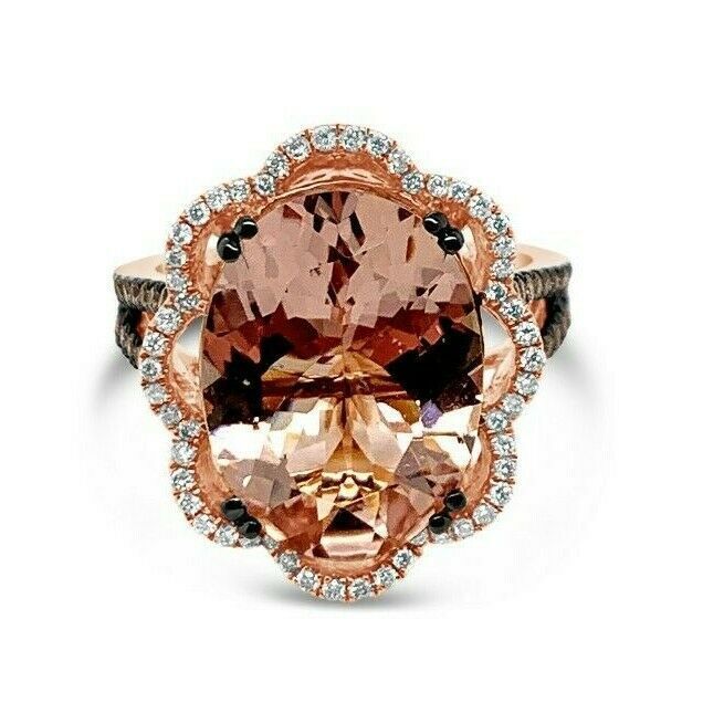 LeVian Ring Morganite Vanilla Diamonds® Chocolate Diamonds® 14K Strawberry Gold®