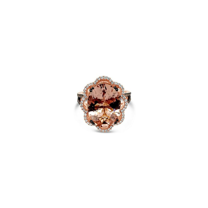 LeVian Ring Morganite Vanilla Diamonds® Chocolate Diamonds® 14K Strawberry Gold®