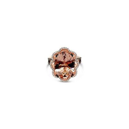 LeVian Ring Morganite Vanilla Diamonds® Chocolate Diamonds® 14K Strawberry Gold®