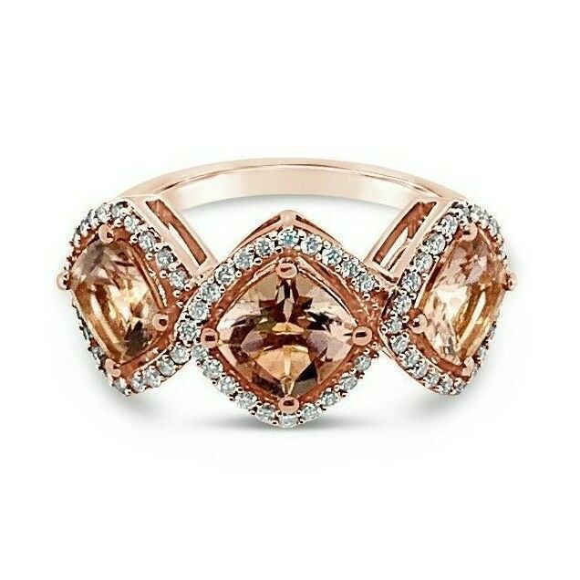 LeVian® Ring Peach Morganite? Vanilla Diamonds® 14K Strawberry Gold®