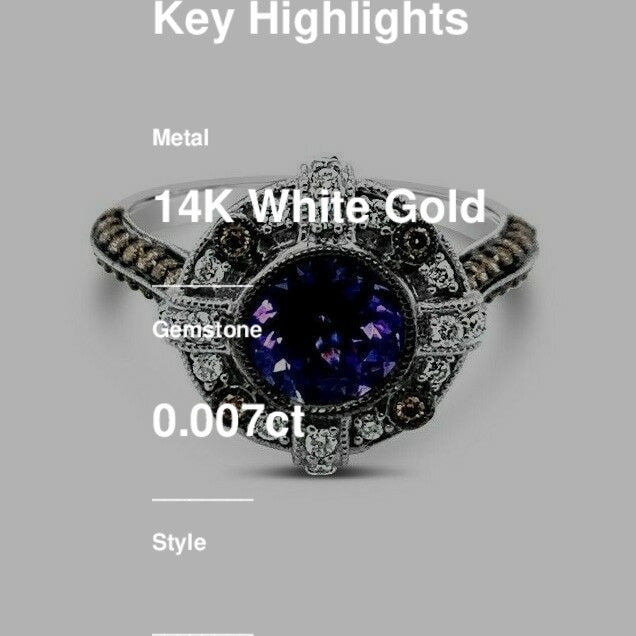 LeVian Ring featuring Tanzanite Chocolate Diamonds , White Diamonds set in 14K White Gold