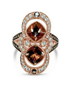 LeVian Ring Morganite Aquamarine White Diamond Chocolate Diamonds® 14K Rose Gold