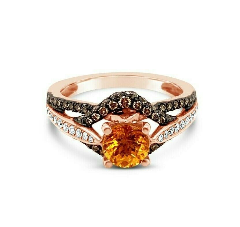 LeVian® Ring Spessartite Chocolate Diamonds® Vanilla Diamonds® 14K Rose Gold