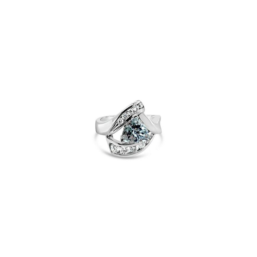 1 1/2 cts Blue Aquamarine and Diamond Ring in 14K White Gold by Le Vian - BirthStone.com