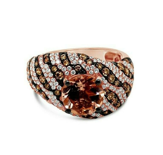 2 2/3 cts Pink Morganite and Diamond Ring in 14K Rose Gold by Le Vian - BirthStone.com