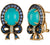 6 1/8 cts Turquoise and Tanzanite Earrings in 14K Yellow Gold by Carlo Viani