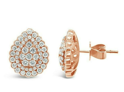 1 1/3 cts White Diamond Earrings in 18K Rose Gold by Le Vian - BirthStone.com