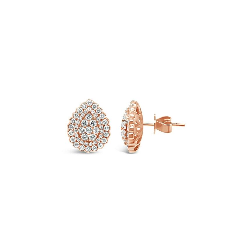 1 1/3 cts White Diamond Earrings in 18K Rose Gold by Le Vian - BirthStone.com