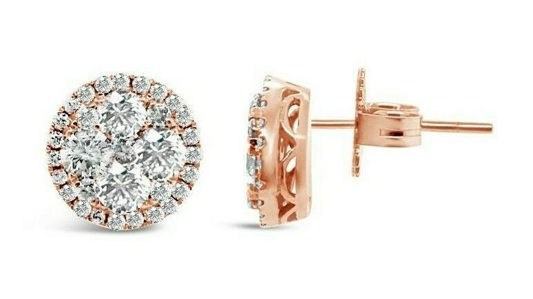 1 3/8 cts White Diamond Earrings in 14K Rose Gold by Le Vian - BirthStone.com