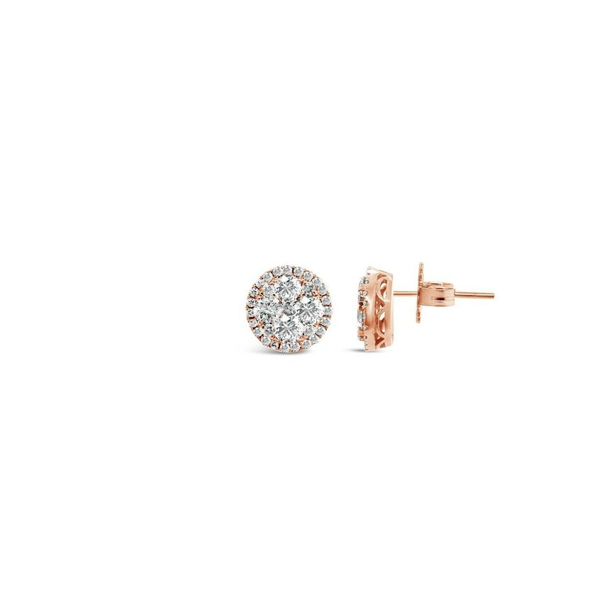 1 3/8 cts White Diamond Earrings in 14K Rose Gold by Le Vian - BirthStone.com