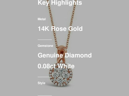 1/2 cts White Diamond Necklace in 14K Rose Gold by Le Vian