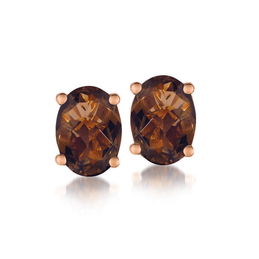 2 cts Brown Smoky Quartz Earrings in Sterling Silver Plated Rose Gold by Le Vian - BirthStone.com