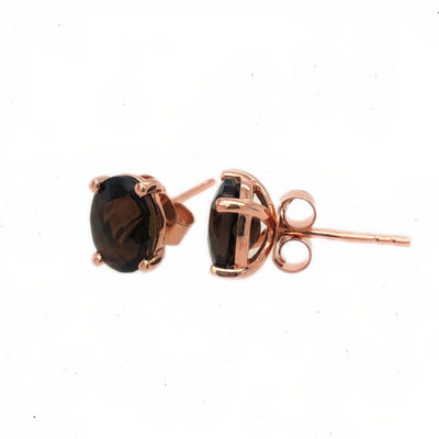 LeVian Rose Gold Plated 925 Silver 2 Ct Chocolate Smoky Quartz Stud Earrings