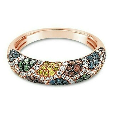 Le Vian 14K Rose Gold Domed Pavé Multi-Hued Fancy Color Diamond Band Ring
