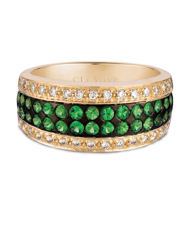 1 cts Green Tsavorite Garnet and Diamond Ring in 14K Yellow Gold by Le Vian - BirthStone.com