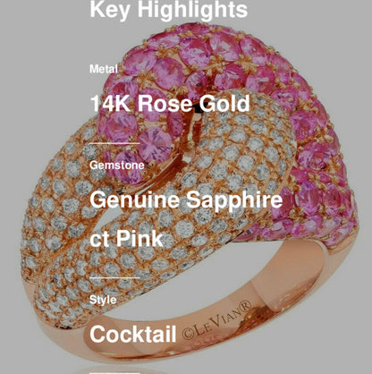 4 3/4 cts Pink Sapphire and Diamond Ring in 14K Rose Gold by Le Vian