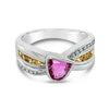LeVian 18K Two-Tone Gold Yellow Pink Sapphire Round Diamond Bezel Cocktail Ring
