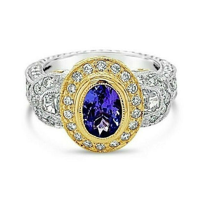 2 1/8 cts Blue Tanzanite and Diamond Ring in 14K Two Tone Gold by Le Vian - BirthStone.com