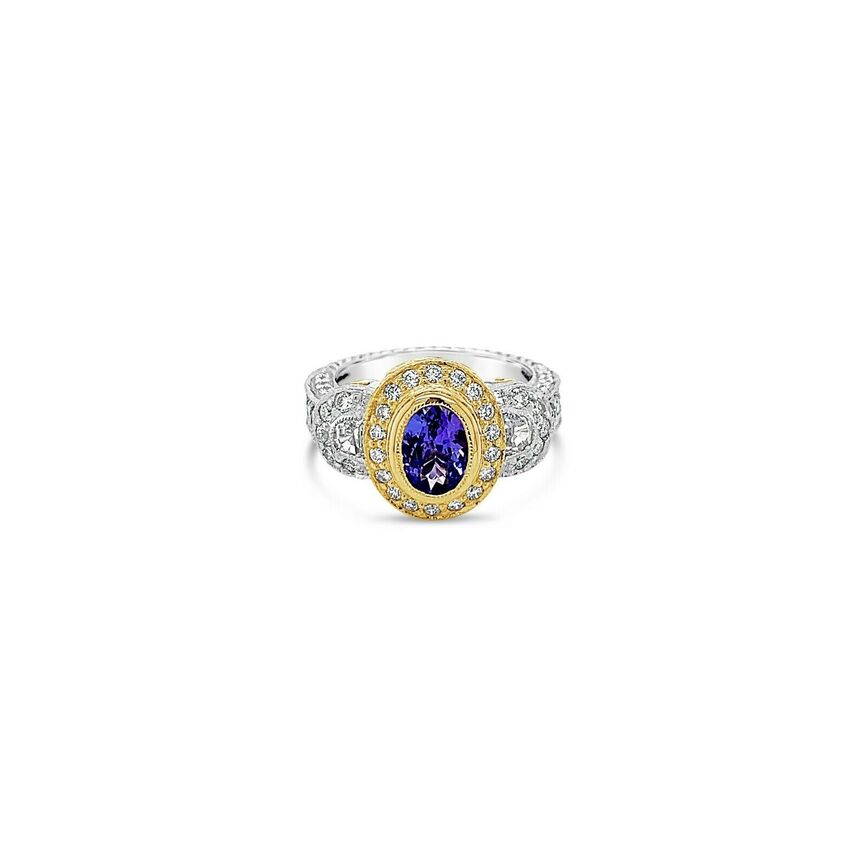 2 1/8 cts Blue Tanzanite and Diamond Ring in 14K Two Tone Gold by Le Vian - BirthStone.com