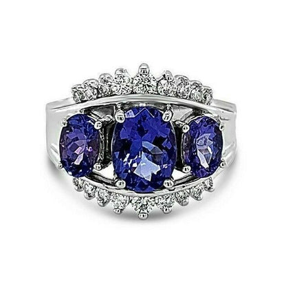 2 5/8 cts Blue Tanzanite and Diamond Ring in 14K White Gold by Le Vian - BirthStone.com