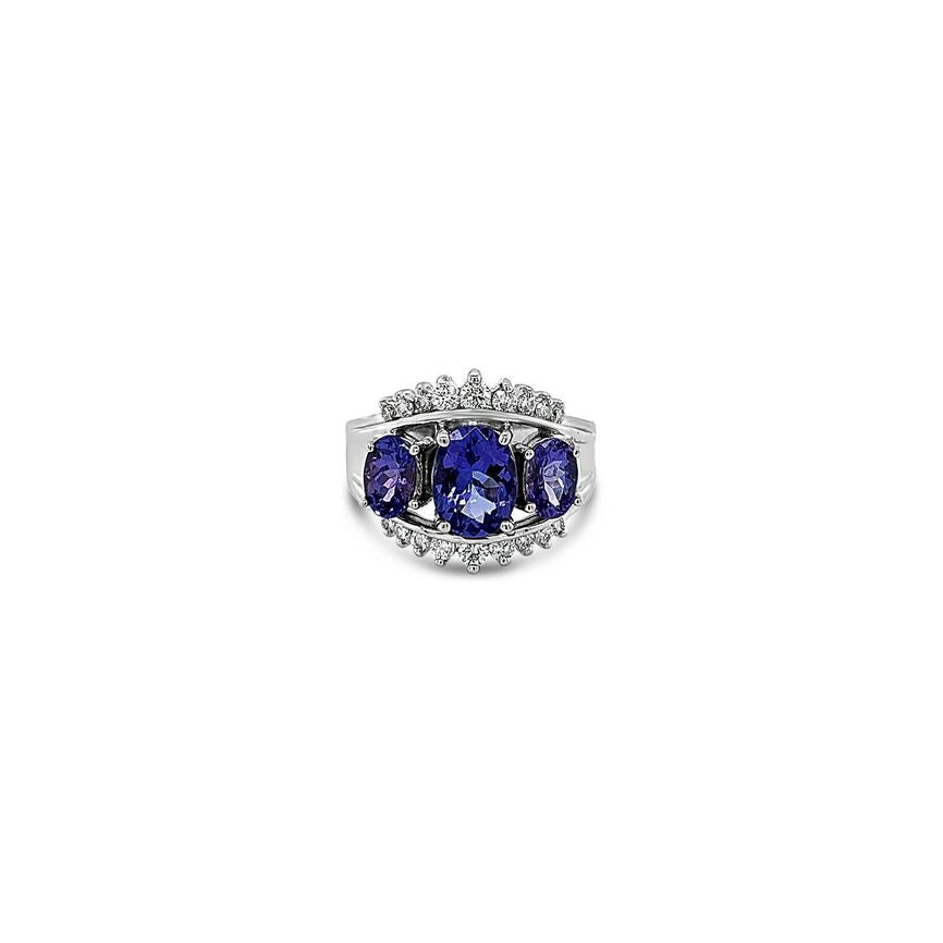 2 5/8 cts Blue Tanzanite and Diamond Ring in 14K White Gold by Le Vian - BirthStone.com