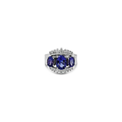 2 5/8 cts Blue Tanzanite and Diamond Ring in 14K White Gold by Le Vian - BirthStone.com