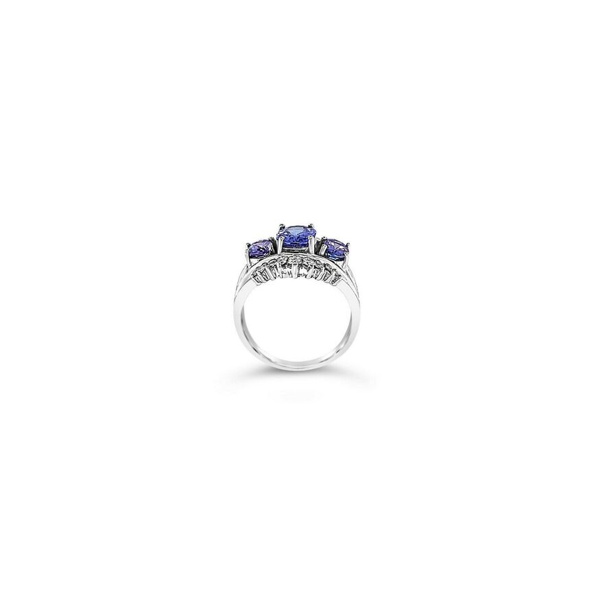 2 5/8 cts Blue Tanzanite and Diamond Ring in 14K White Gold by Le Vian - BirthStone.com