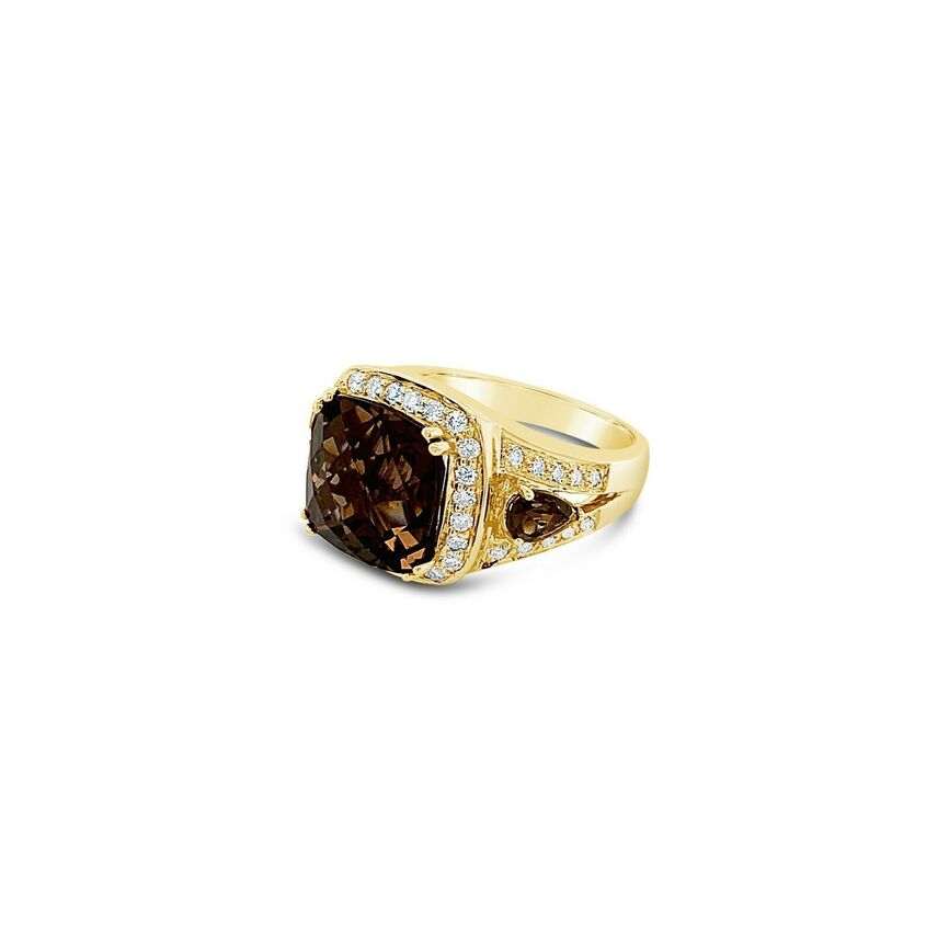 6 3/4 cts Brown Smoky Quartz and Diamond Ring in 14K Yellow Gold by Le Vian - BirthStone.com