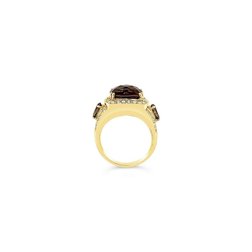 6 3/4 cts Brown Smoky Quartz and Diamond Ring in 14K Yellow Gold by Le Vian - BirthStone.com