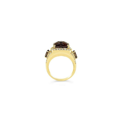 6 3/4 cts Brown Smoky Quartz and Diamond Ring in 14K Yellow Gold by Le Vian - BirthStone.com