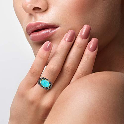 Carlo Viani 14K Yellow Gold Turquoise Pink Sapphire Brown Diamond Cocktail Ring