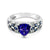LeVian 18K White Gold Blue Tanzanite Sapphire Round Diamond Bezel Cocktail Ring