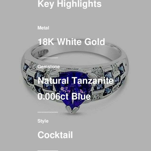 2 1/2 cts Blue Tanzanite and Sapphire Ring in 18K White Gold by Le Vian