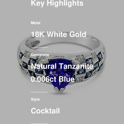 2 1/2 cts Blue Tanzanite and Sapphire Ring in 18K White Gold by Le Vian