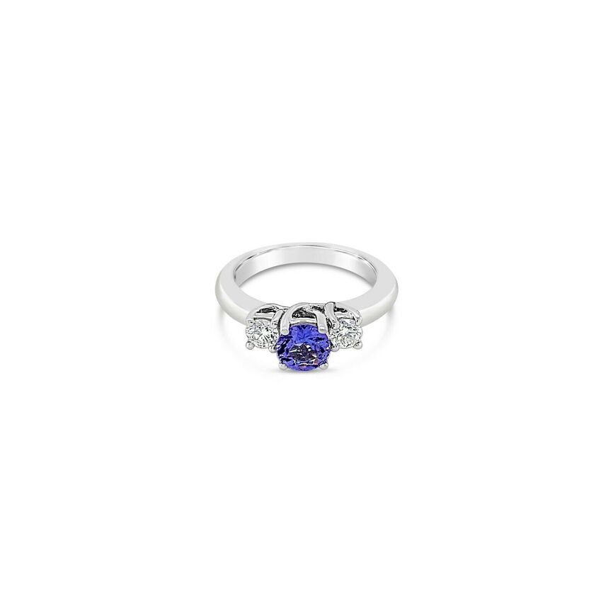 1 cts Blue Tanzanite and Diamond Ring in 14K White Gold by Le Vian - BirthStone.com