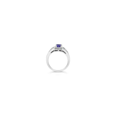 Le Vian 14K White Gold, Blue-Purple Tanzanite Gemstone Round Diamond Halo Ring