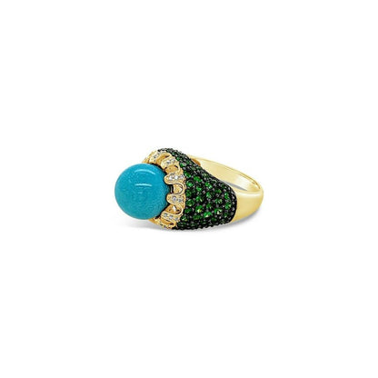 12 1/2 cts Turquoise and Diamond Ring in 14K Yellow Gold by Le Vian - BirthStone.com