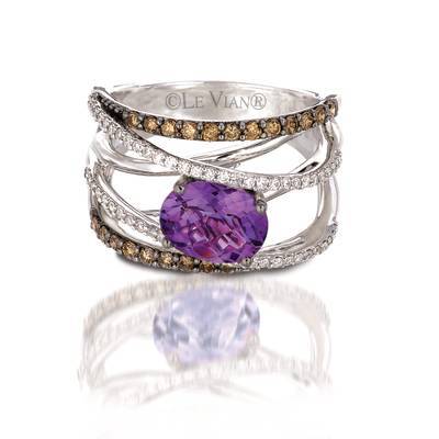 LeVian Amethyst Ring 2 1/8 cts Purple Band in 14K White Gold Size 7 - BirthStone.com