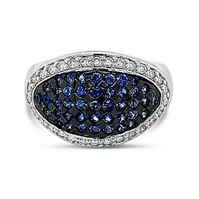 1 1/4 cts Blue Sapphire and Diamond Ring in 14K White Gold by Le Vian - BirthStone.com