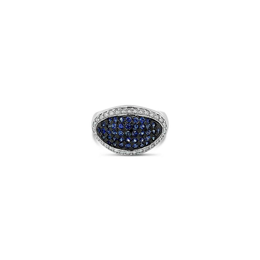 1 1/4 cts Blue Sapphire and Diamond Ring in 14K White Gold by Le Vian - BirthStone.com