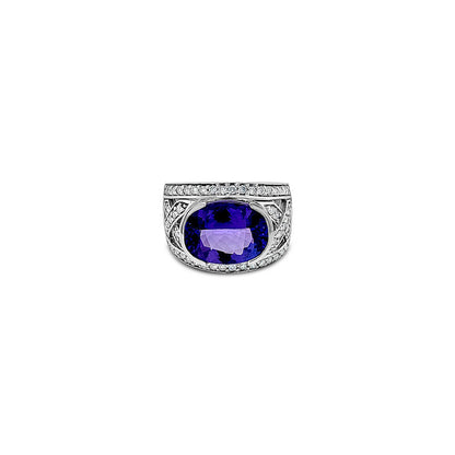 LeVian Ring Blue Tanzanite in 14K White Gold 7 cts Size 7 - BirthStone.com