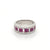 LeVian 14K White Gold Red Ruby Round Baguette Diamond Pretty Cocktail Band Ring