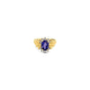 LeVian 14K Yellow Gold Blue Purple Tanzanite Round Diamond Cocktail Floral Ring