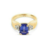 LeVian 14K Yellow Gold Purple Blue Tanzanite Gemstone Round Diamond Classy Ring
