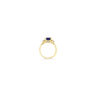LeVian 14K Yellow Gold Purple Blue Tanzanite Gemstone Round Diamond Classy Ring
